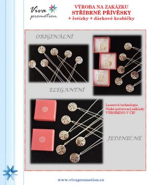 stříbrné přívěsky, stříbro, řetízky, laserová technologie